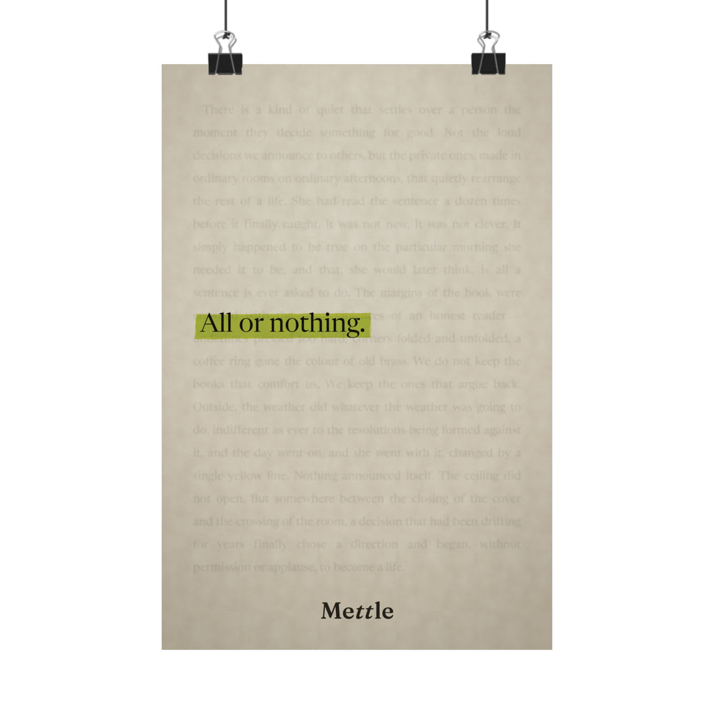All or Nothing — Motivational Discipline Poster | Gym & Office Wall Art