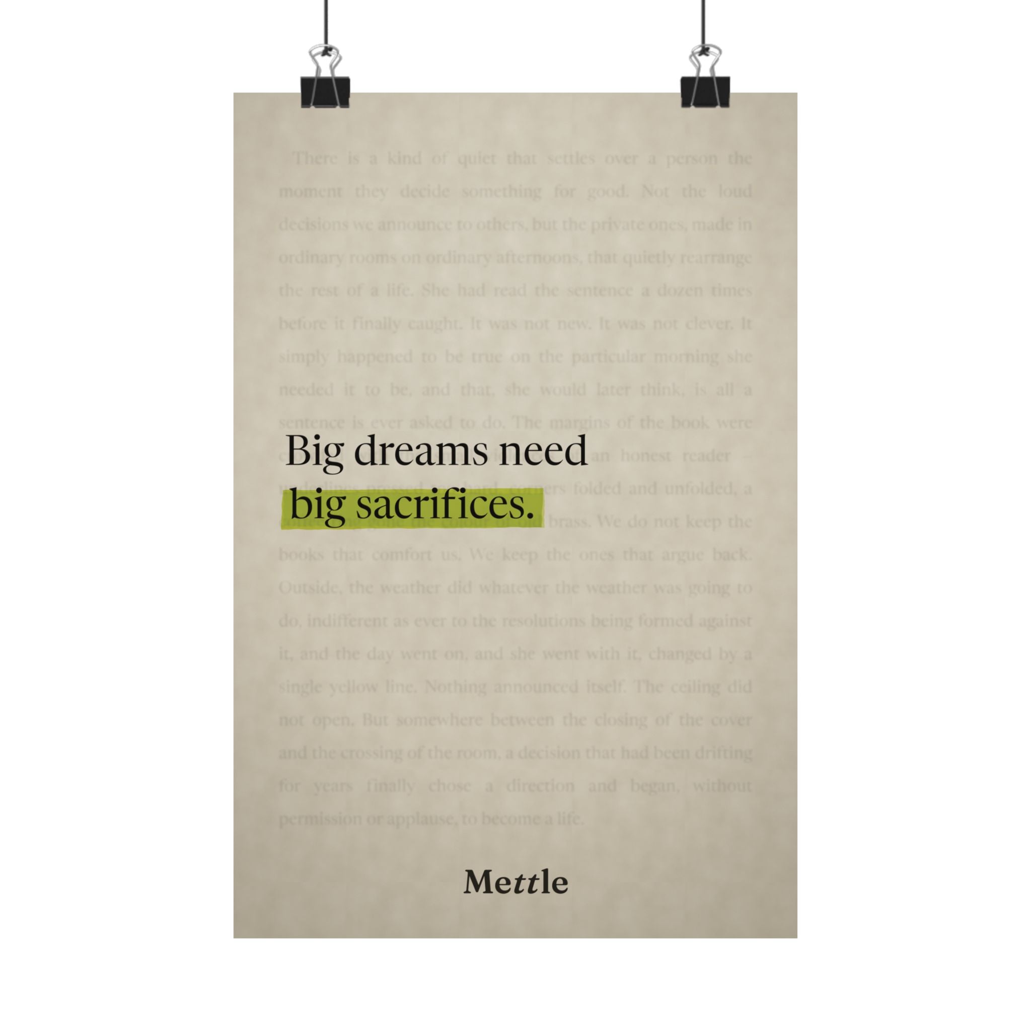 Big Dreams Need Big Sacrifices — Motivational Poster | Discipline Wall Art