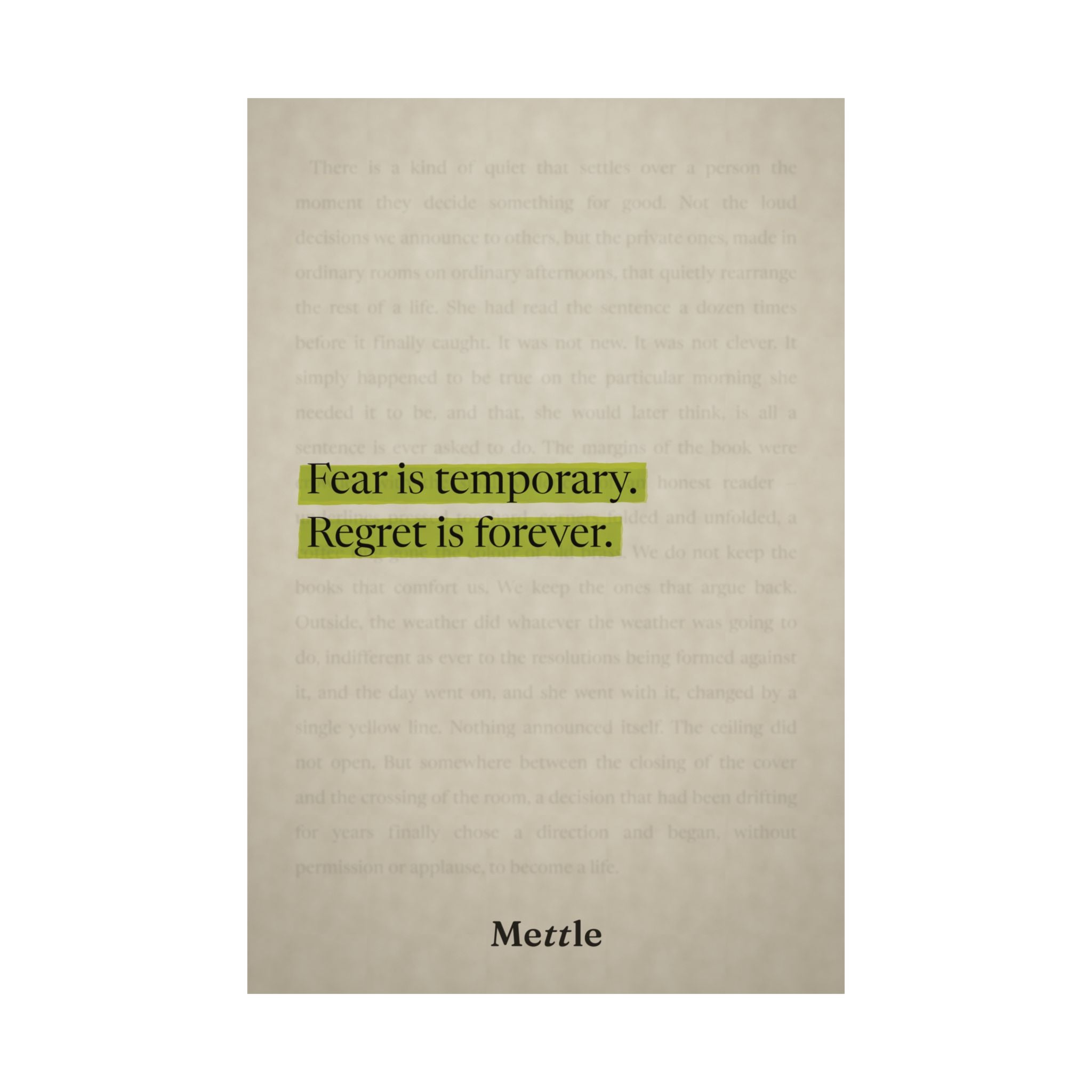Fear is Temporary, Regret is Forever — Motivational Poster | Wall Art