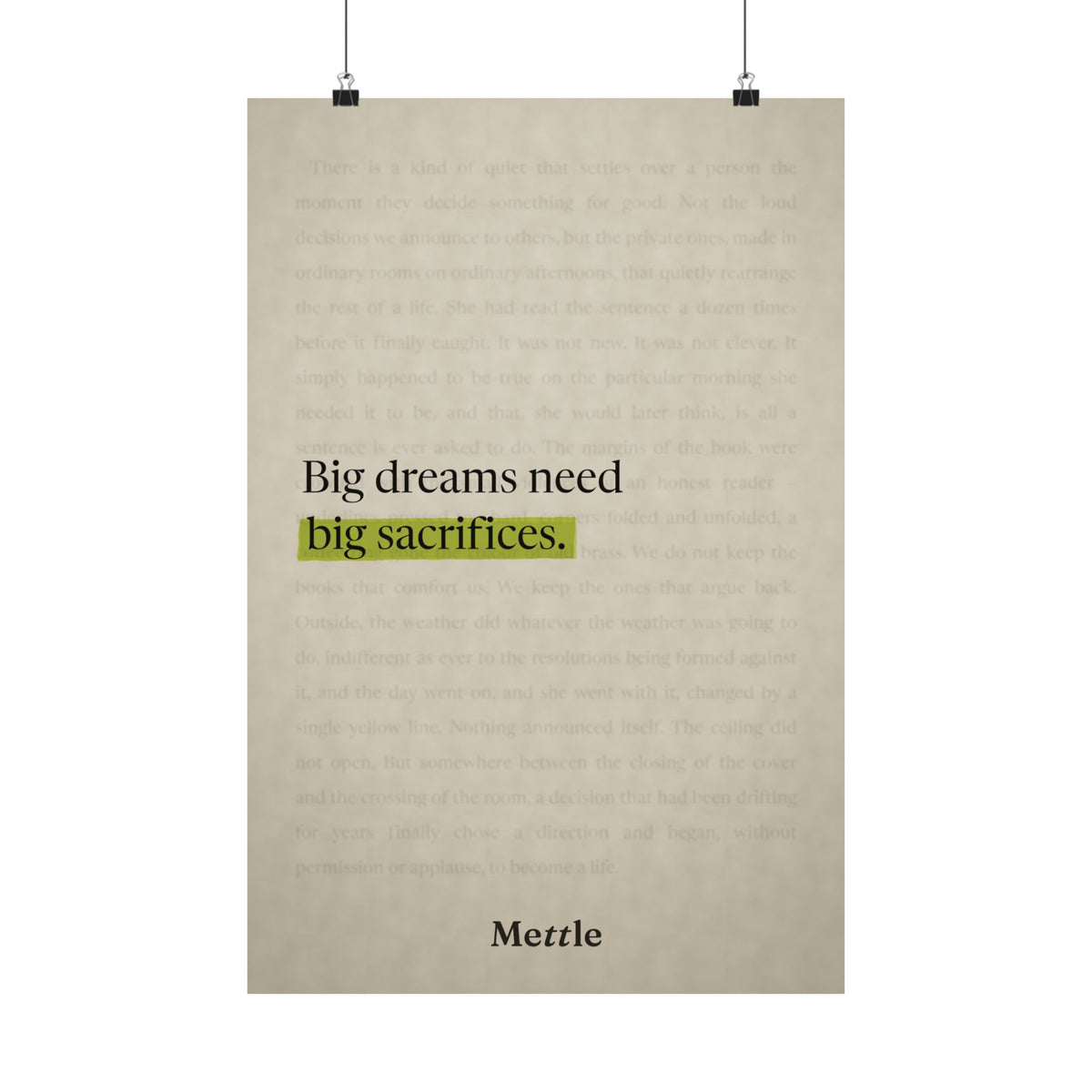 Big Dreams Need Big Sacrifices — Motivational Poster | Discipline Wall Art