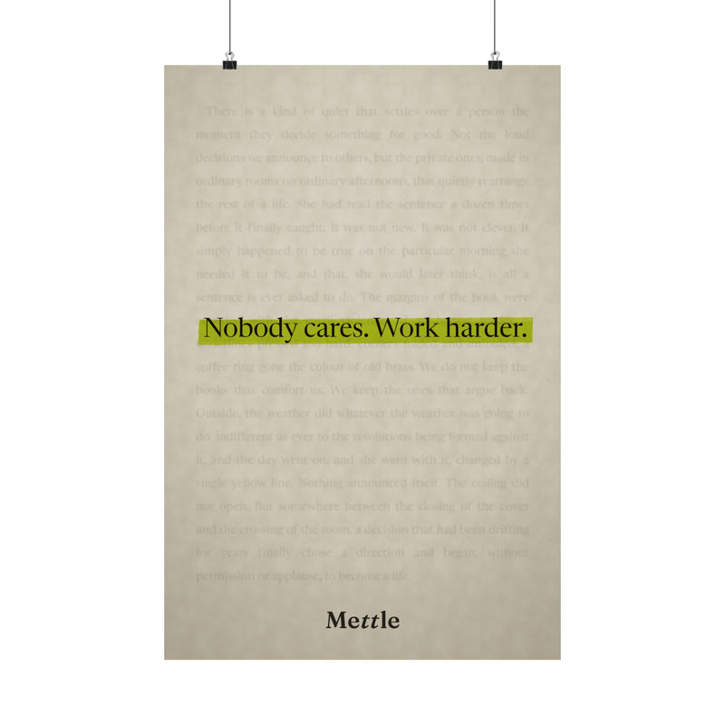 Nobody Cares, Work Harder — Motivational Discipline Poster | Gym & Office Wall Art