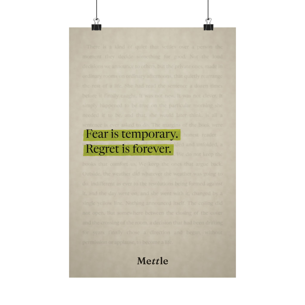 Fear is Temporary, Regret is Forever — Motivational Poster | Wall Art