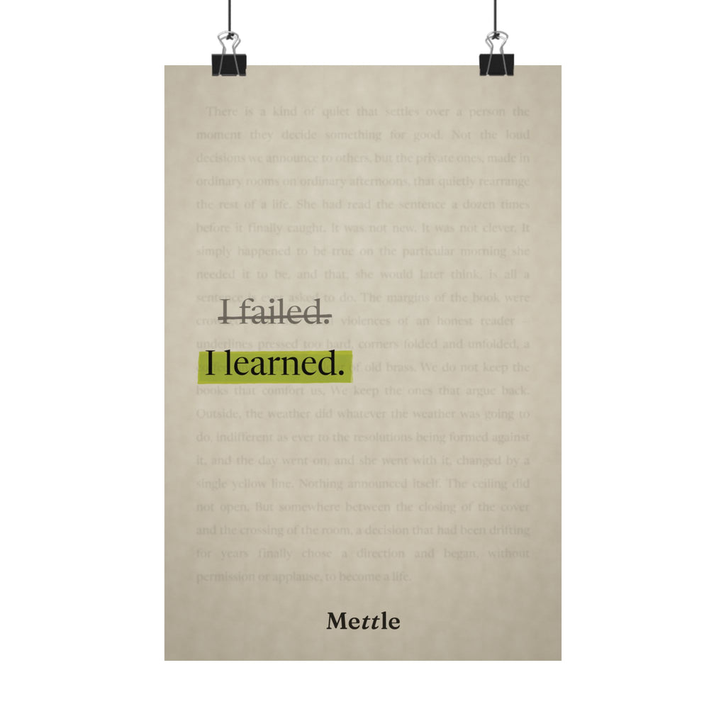 I Failed. I Learned. — Motivational Poster | Discipline Wall Art