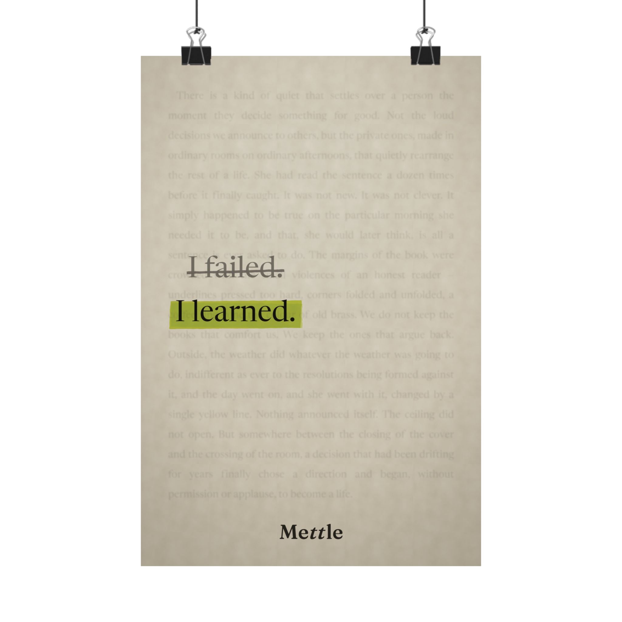I Failed. I Learned. — Motivational Poster | Discipline Wall Art