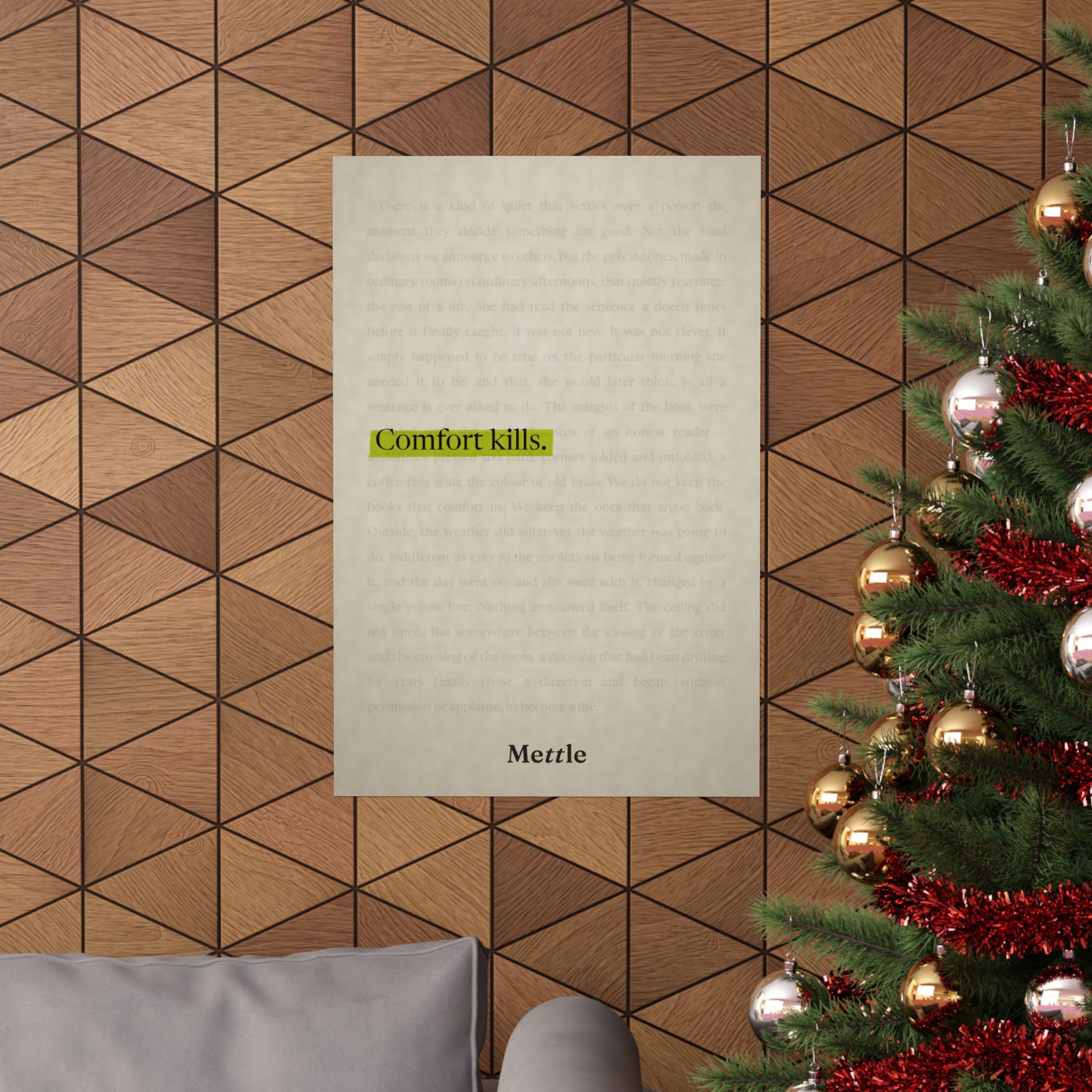 Mettle — Comfort Kills motivational discipline poster, gym office and home wall art