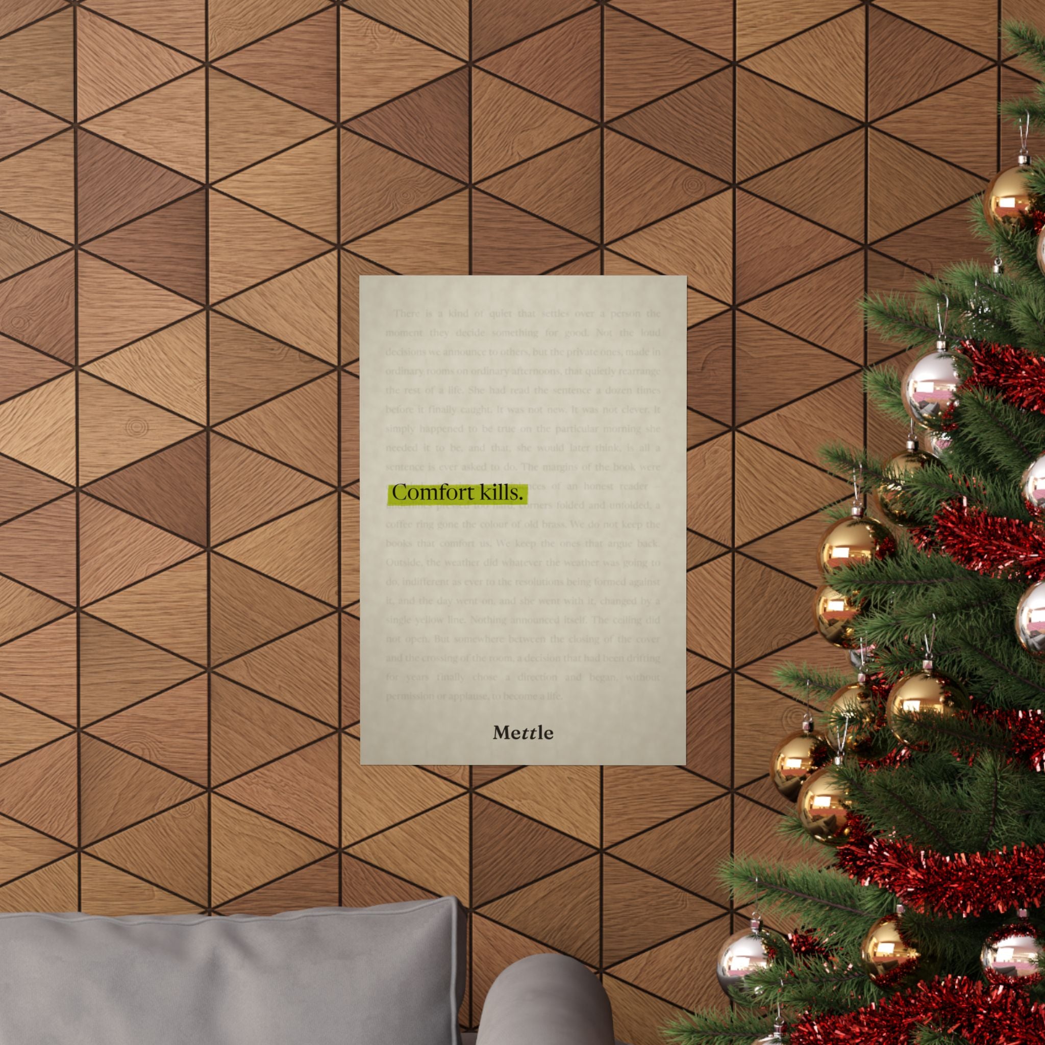 Mettle — Comfort Kills motivational discipline poster, gym office and home wall art