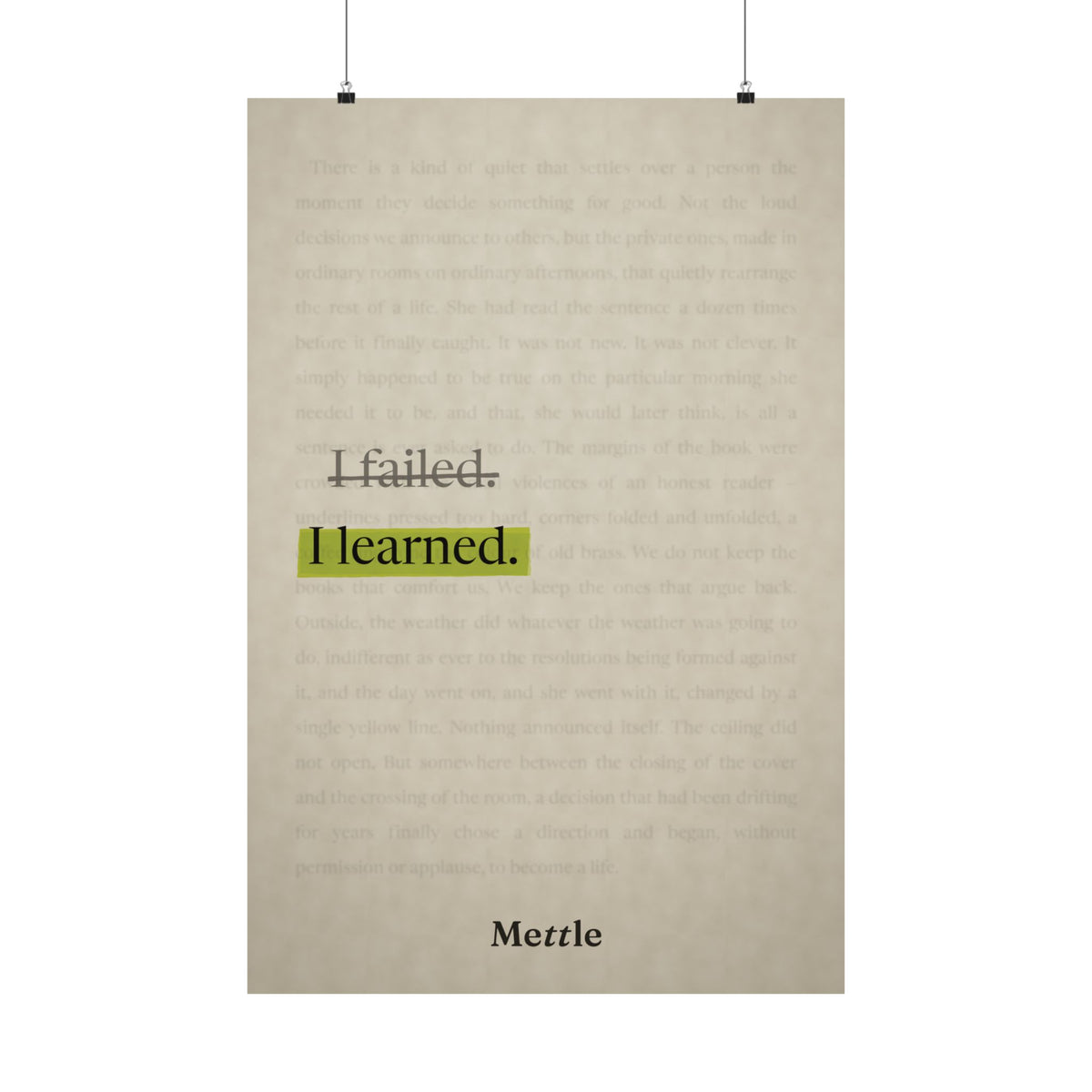 I Failed. I Learned. — Motivational Poster | Discipline Wall Art