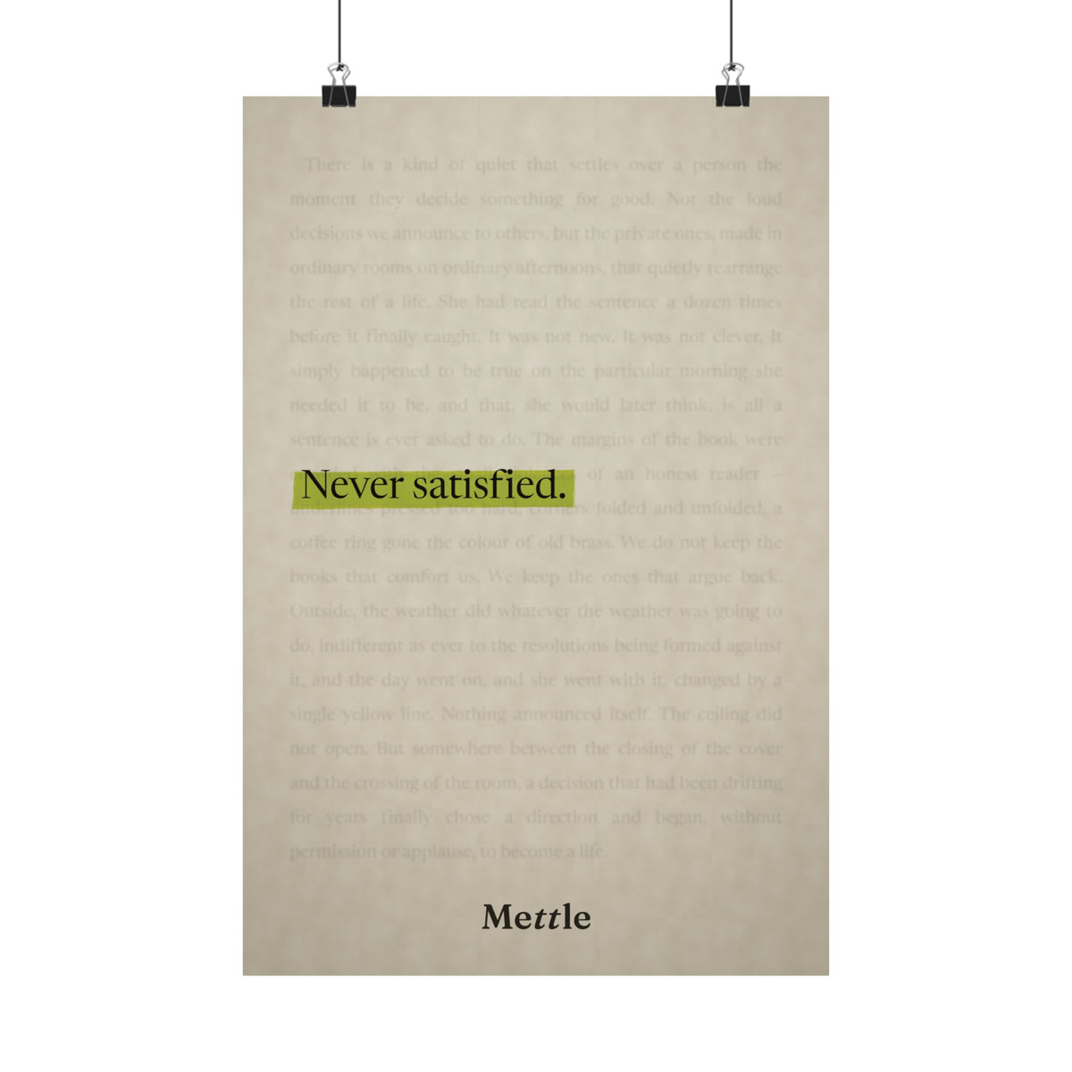 Never Satisfied — Motivational Discipline Poster | Gym Wall Art