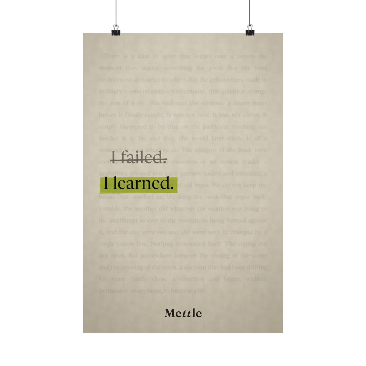 I Failed. I Learned. — Motivational Poster | Discipline Wall Art