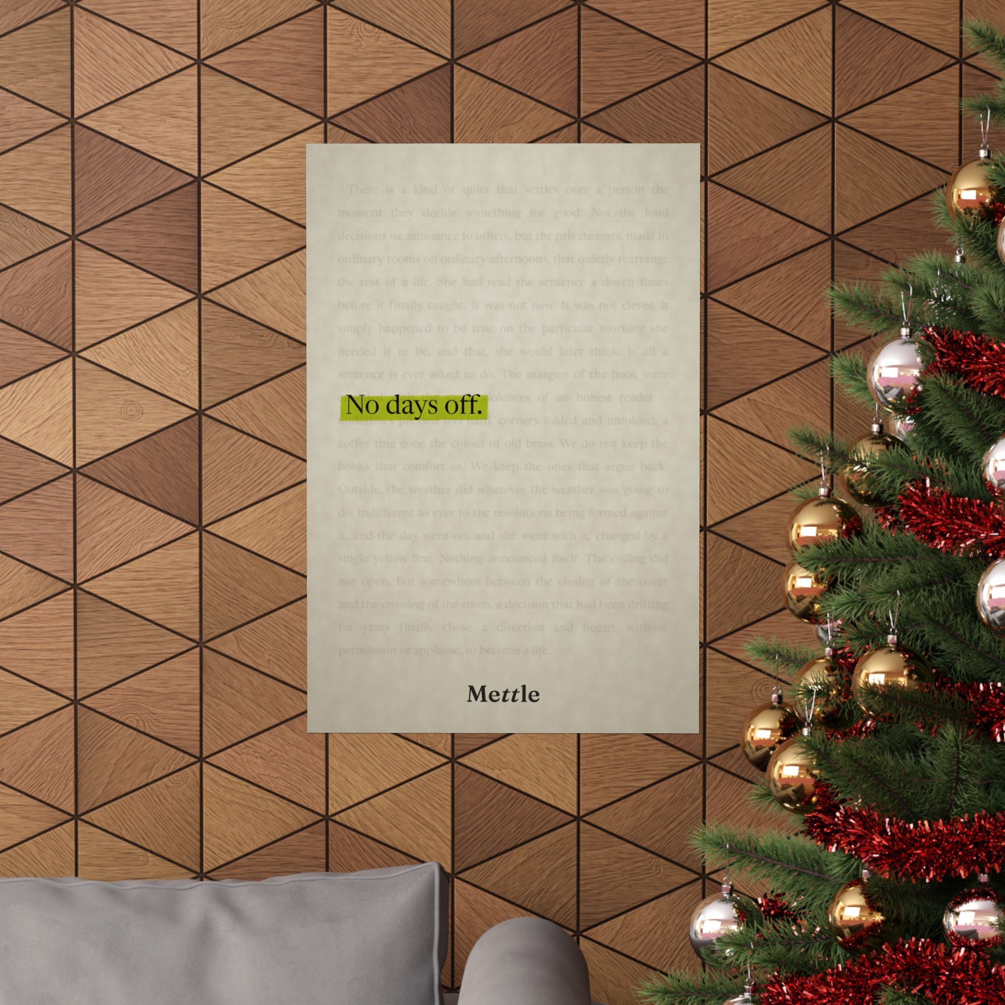 Mettle — No Days Off motivational discipline poster, gym office and home wall art